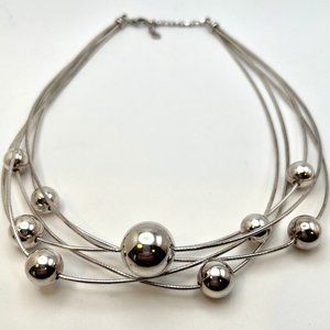 Paola Valentini 925 Vintage 5 Strand Omega Ball Necklace